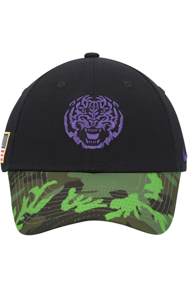 Nike Men's Nike Black/Camo LSU Tigers Veterans Day 2Tone Legacy91 Adjustable Hat, Alternate, color,
