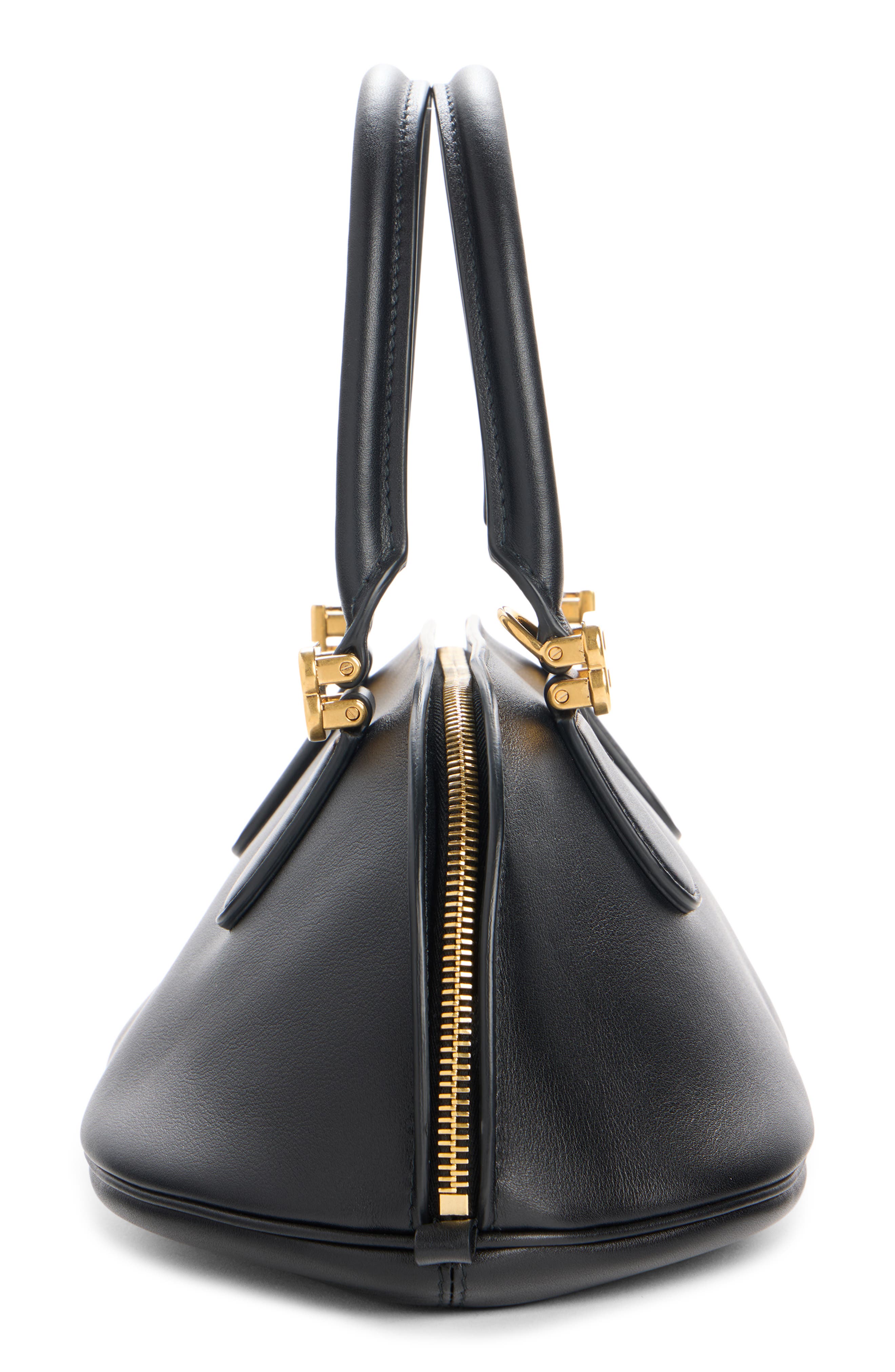 Balenciaga Mini Bolero Leather Bowling Bag, Alternate, color, Black/ Plum