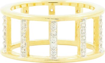 Clearance Rings Freida Rothman FREIDA ROTHMAN Radiance 14K Gold Clad Sterling Silver Open Band CZ Ring ...