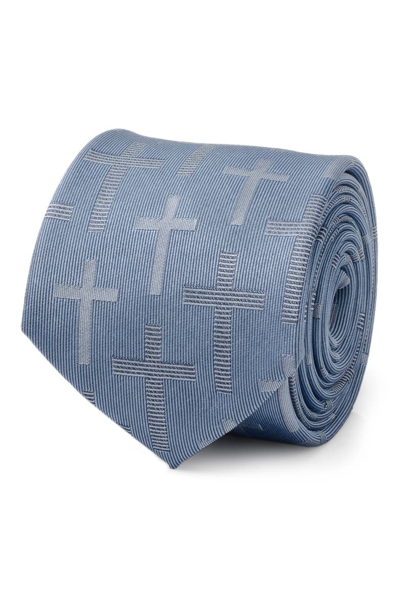 Textured Cross Silk Tie, Alternate, color, BLUE