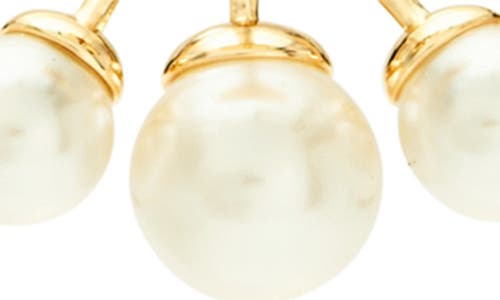 Tory Burch Kira Imitation Pearl Front To Back Earrings In Gold Tone In Gold