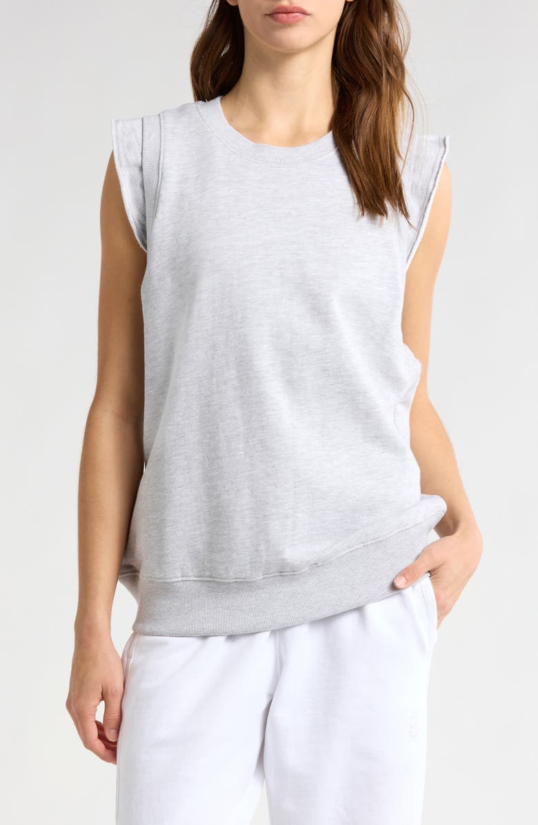 Free People FP Movement Flutter Sleeve Cotton Knit Tank, Main, color, Heather Grey
