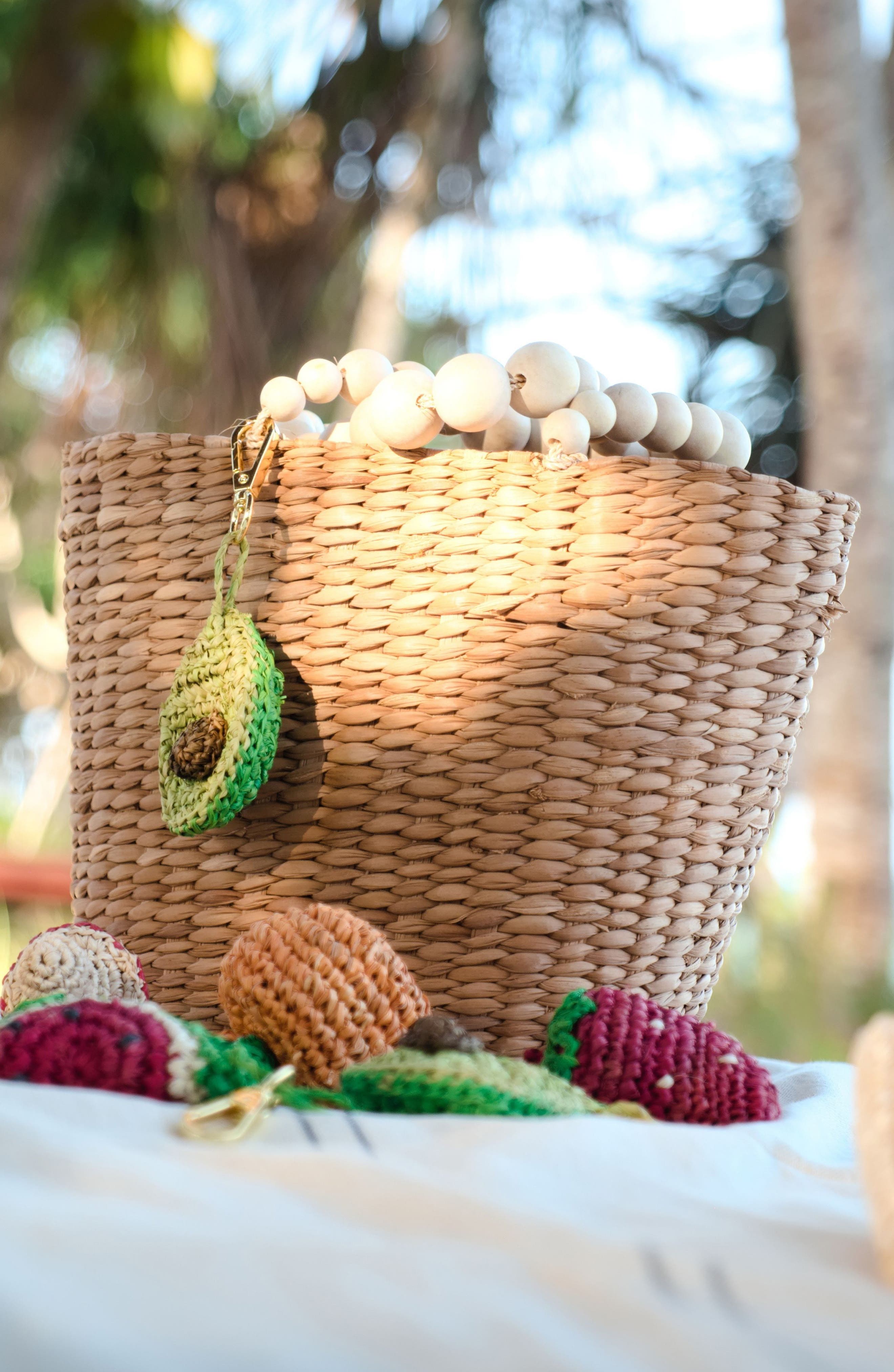 LIKHA Avocado Raffia Bag Charm, Alternate, color, Green