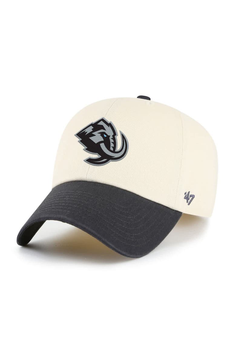 Men's '47 Cream/Charcoal Utah Mammoth Clean Up Adjustable Hat, Main, color, Cream