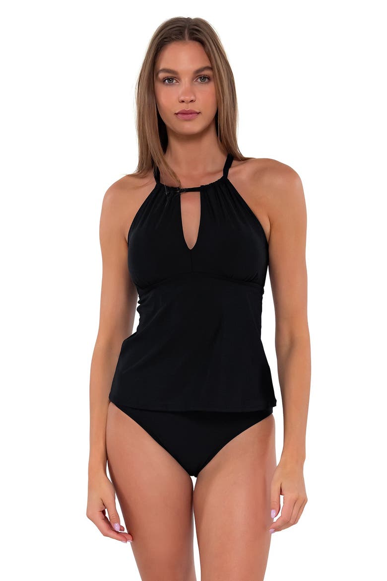 Mia Tankini Swimsuit Top, Main, color, Black