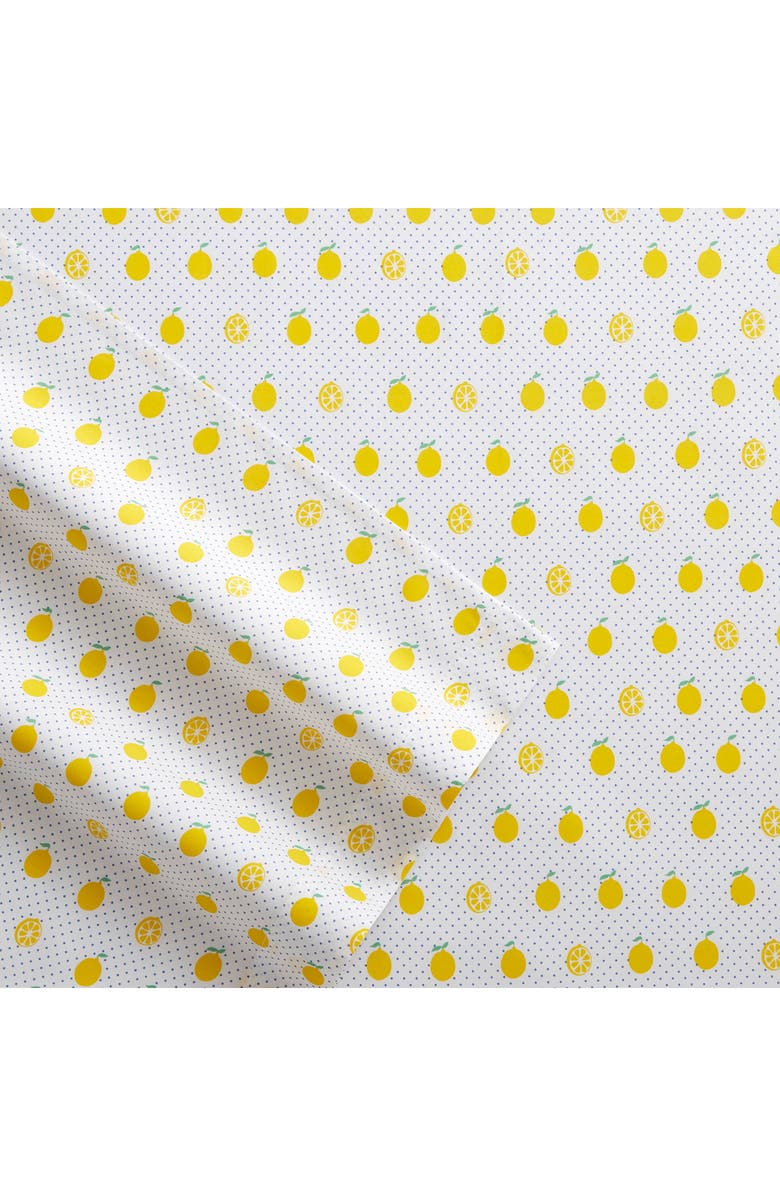 POPPY AND FRITZ Lemon Print 200 Thread Count Cotton Percale Sheet Set, Alternate, color, Bright Yellow