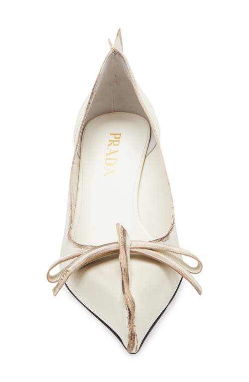 Prada Exposed Seam Kitten Heel Pump In Neutral