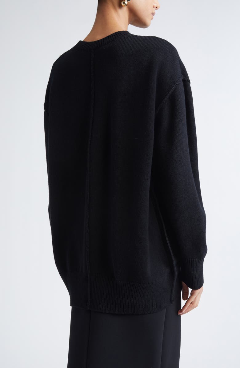 Carolina Herrera Floral Embroidered Oversize Virgin Wool & Cashere Sweater, Alternate, color, Black Multi