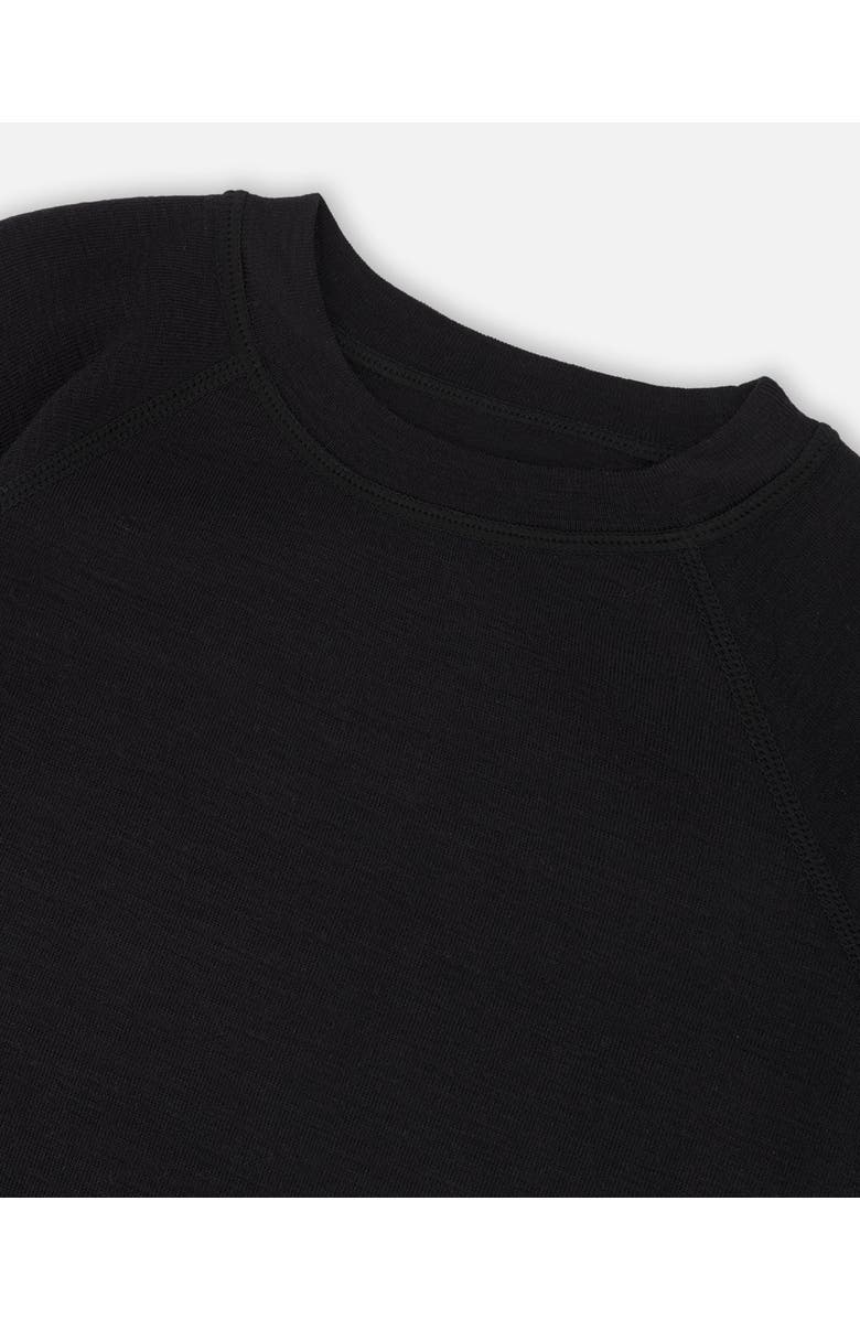 Deux par Deux Kids Gender Inclusive Merino Wool Base Layer Set, Alternate, color, Black