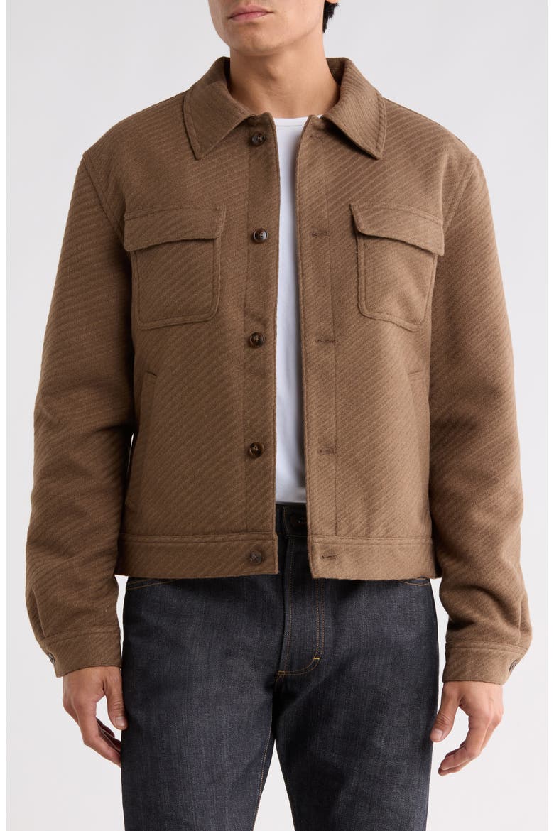 Striped Padded Shirt Jacket, Main, color, BROWN
