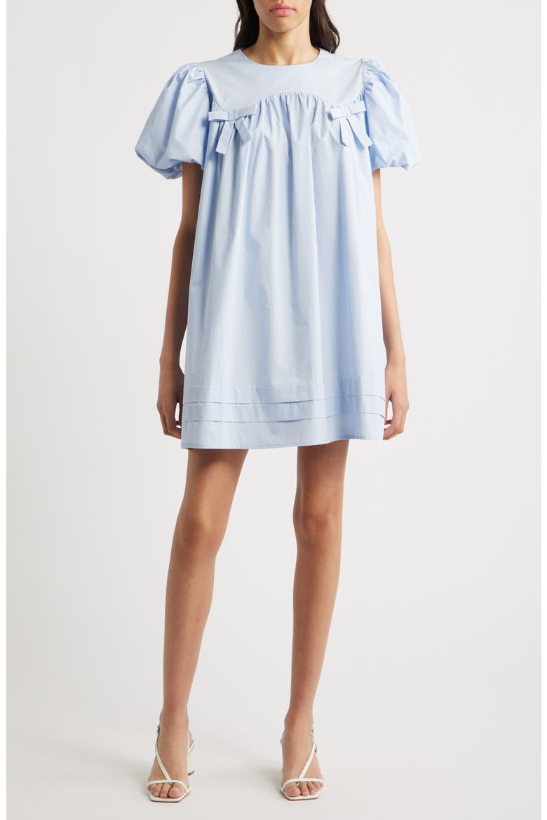 Arnell Bow Babydoll Dress, Main, color, BLUE
