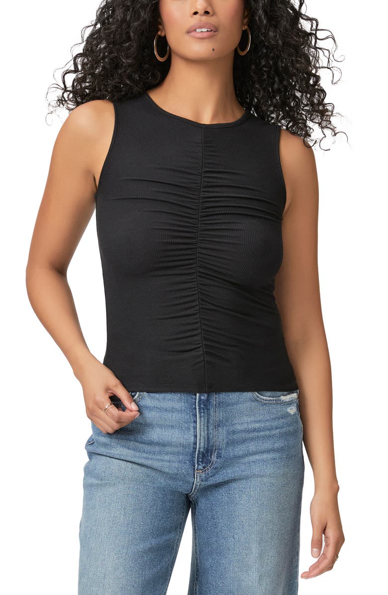 PAIGE Sidonia Ruched Rib Tank, Alternate, color, Black