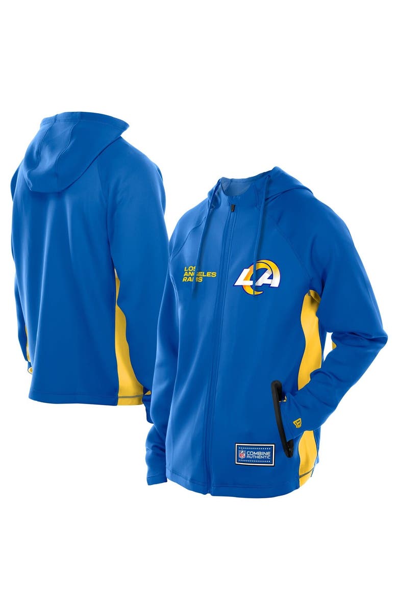 New Era Men's New Era Royal Los Angeles Rams Combine Authentic Raglan Scuba Full-Zip Hoodie, Main, color, Royal