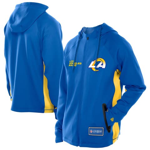 Men's New Era  Royal Los Angeles Rams Combine Authentic Raglan Scuba Full-Zip Hoodie