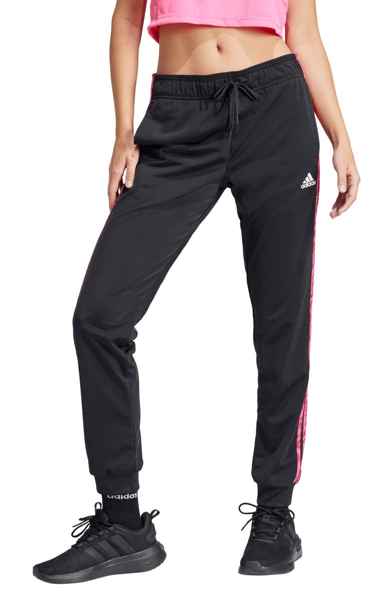 adidas Animal Print 3-Stripes Slim Tapered Track Pants, Main, color, 