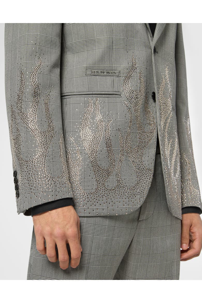English Check Blazer Ls Strass Flame Men, Alternate, color, black/turquoise