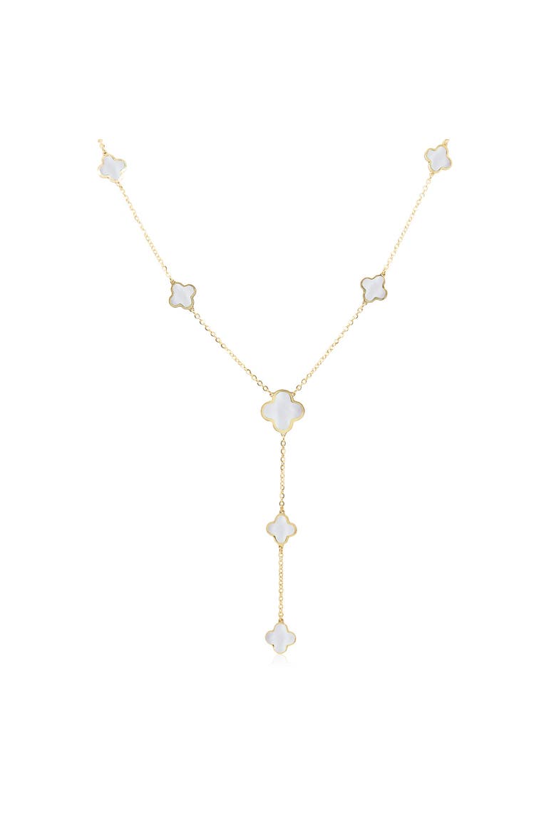 Mother of Pearl Clover Station Lariat Necklace, Main, color, Mother of Pearl