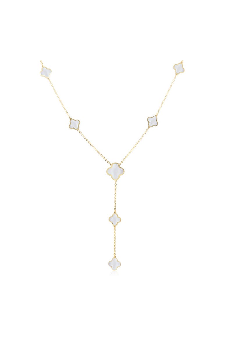 The Lovery Fine Jewelry Mother of Pearl Clover Station Lariat Necklace, Main, color, Mother Of Pearl