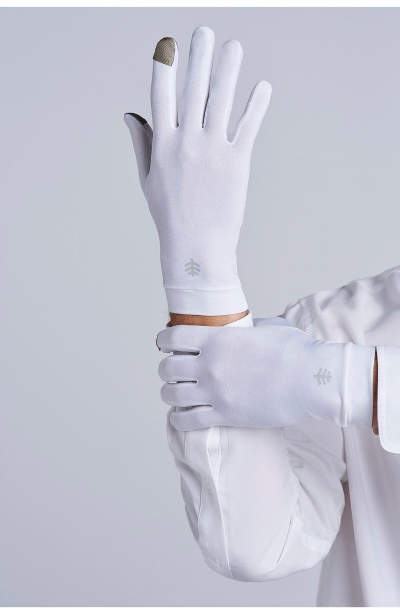 Coolibar Full Finger UV Sun Gloves - UPF 50+ Sun Protection - Gannett, Alternate, color, White