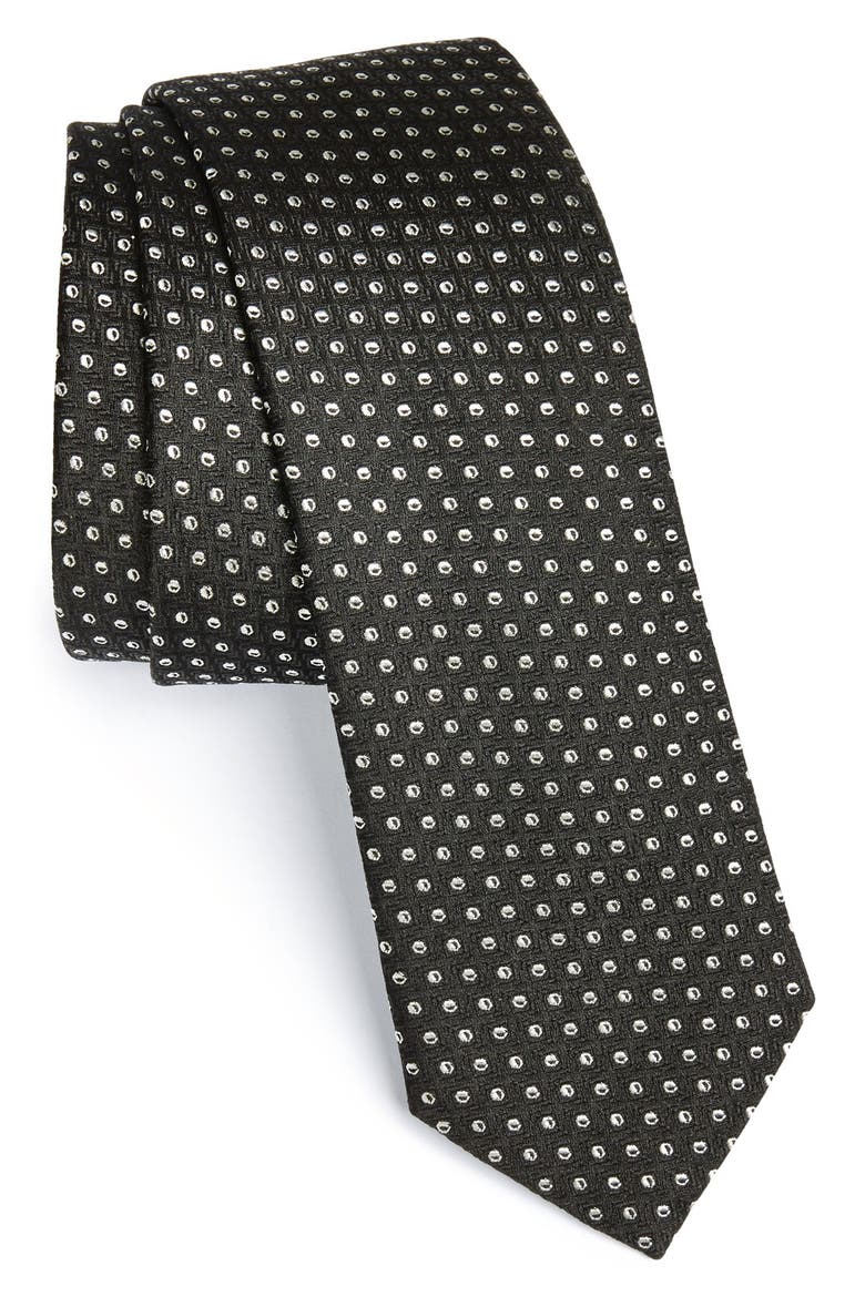 HUGO BOSS Woven Silk Tie, Main, color, BLACK