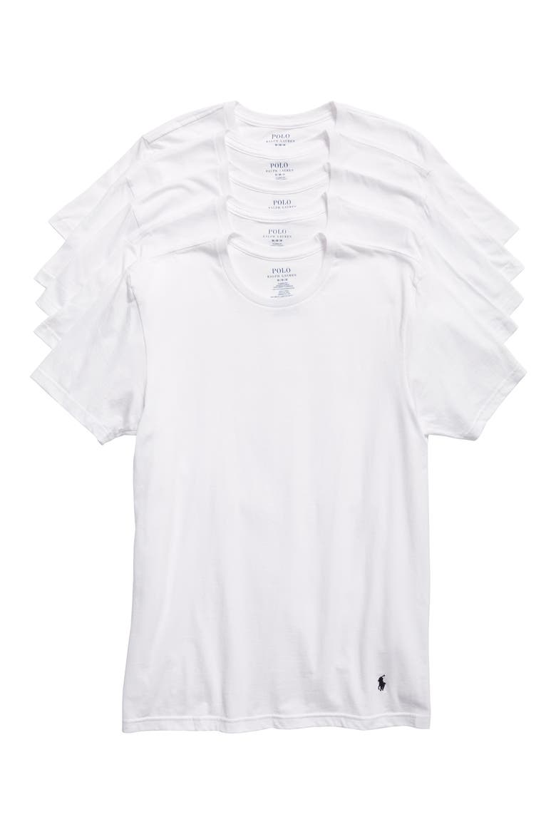 5-Pack Crewneck Undershirts, Main, color, WHITE
