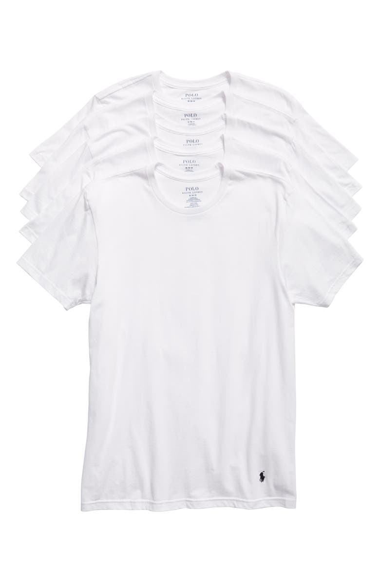 Polo Ralph Lauren 5-Pack Crewneck Undershirts, Main, color, 