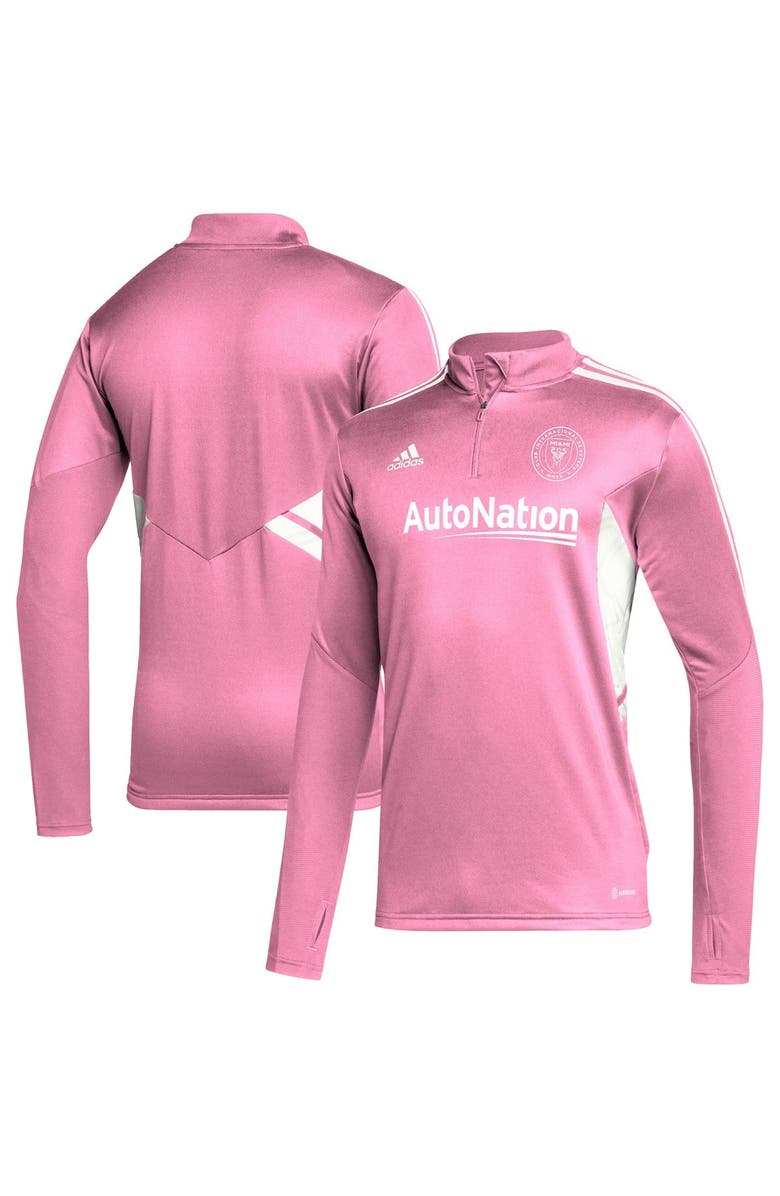 adidas Men's adidas Pink Inter Miami CF Quarter-Zip AEROREADY Training Top, Main, color, 