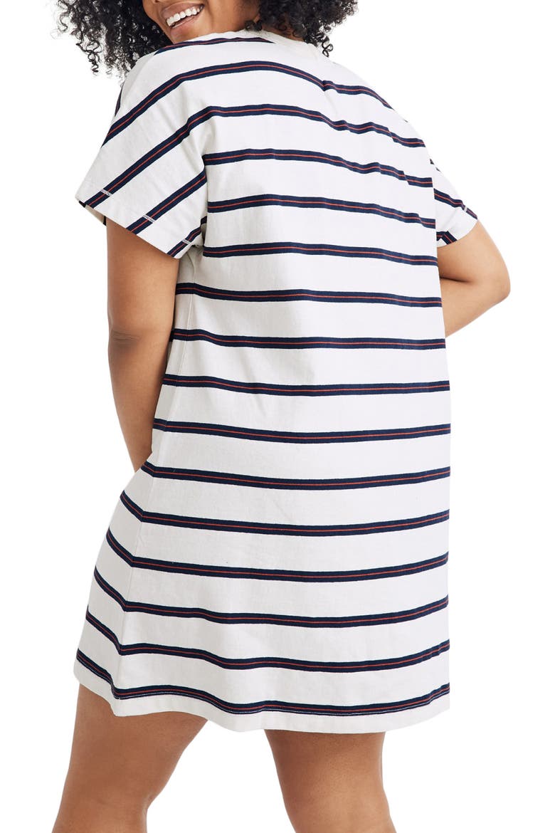 Tomboy Stripe Pocket T-Shirt Dress, Alternate, color, BUBBLE TEA STR ANTIQUE CREAM