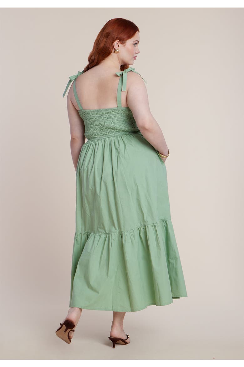 Smocked Bodice Maxi Dress, Alternate, color, BASIL