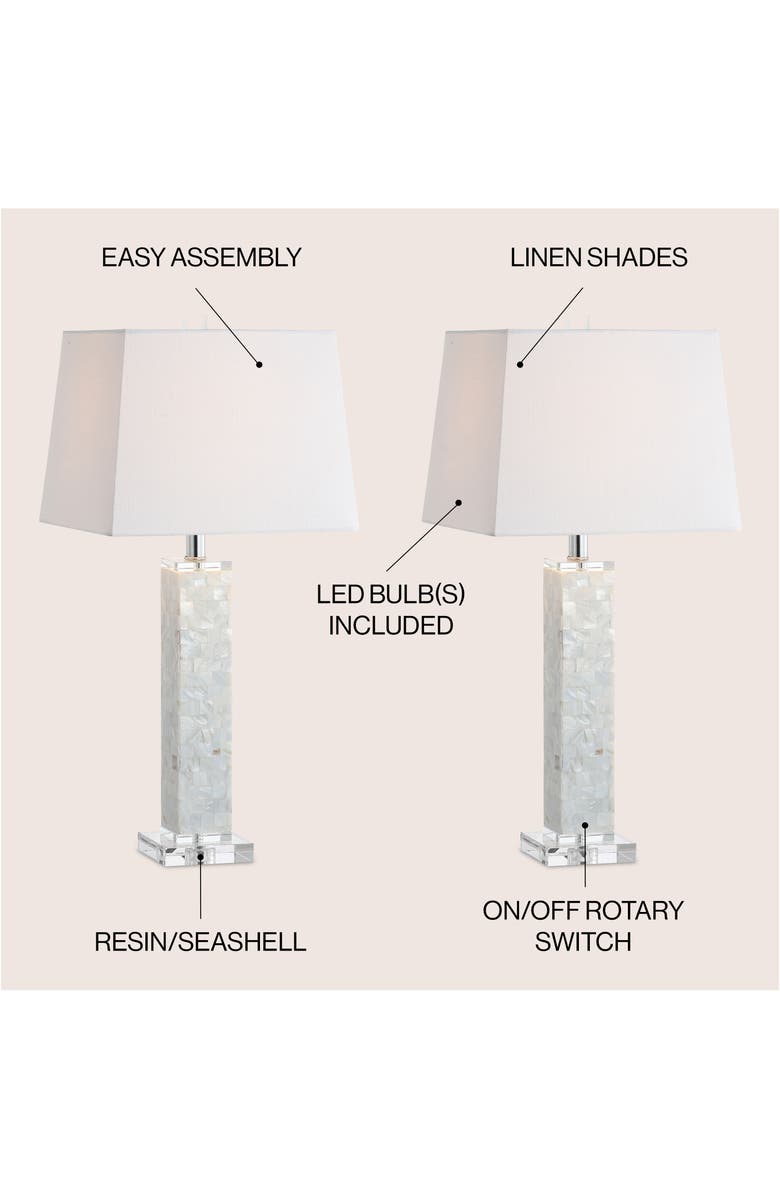 JONATHAN Y Noelle 28.5" Seashell LED Table Lamp, White, Alternate, color, White