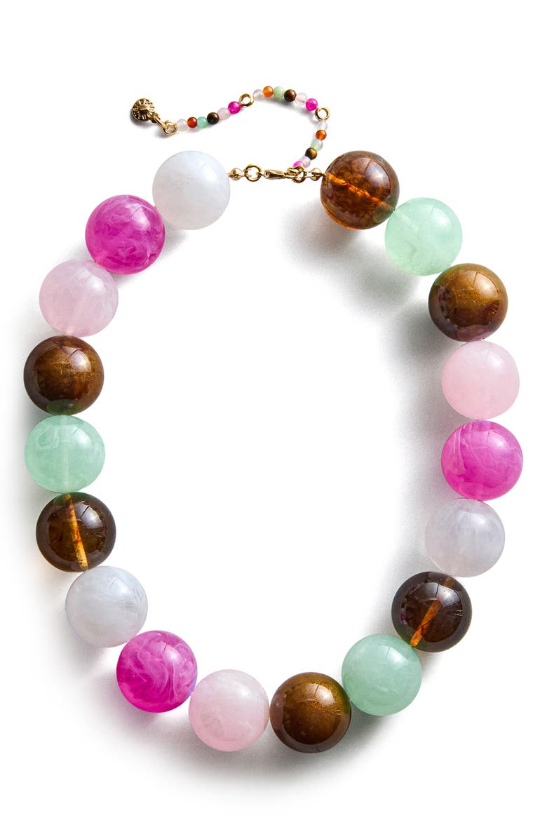 BaubleBar Jane Beaded Necklace, Alternate, color, Bright Multi Pink