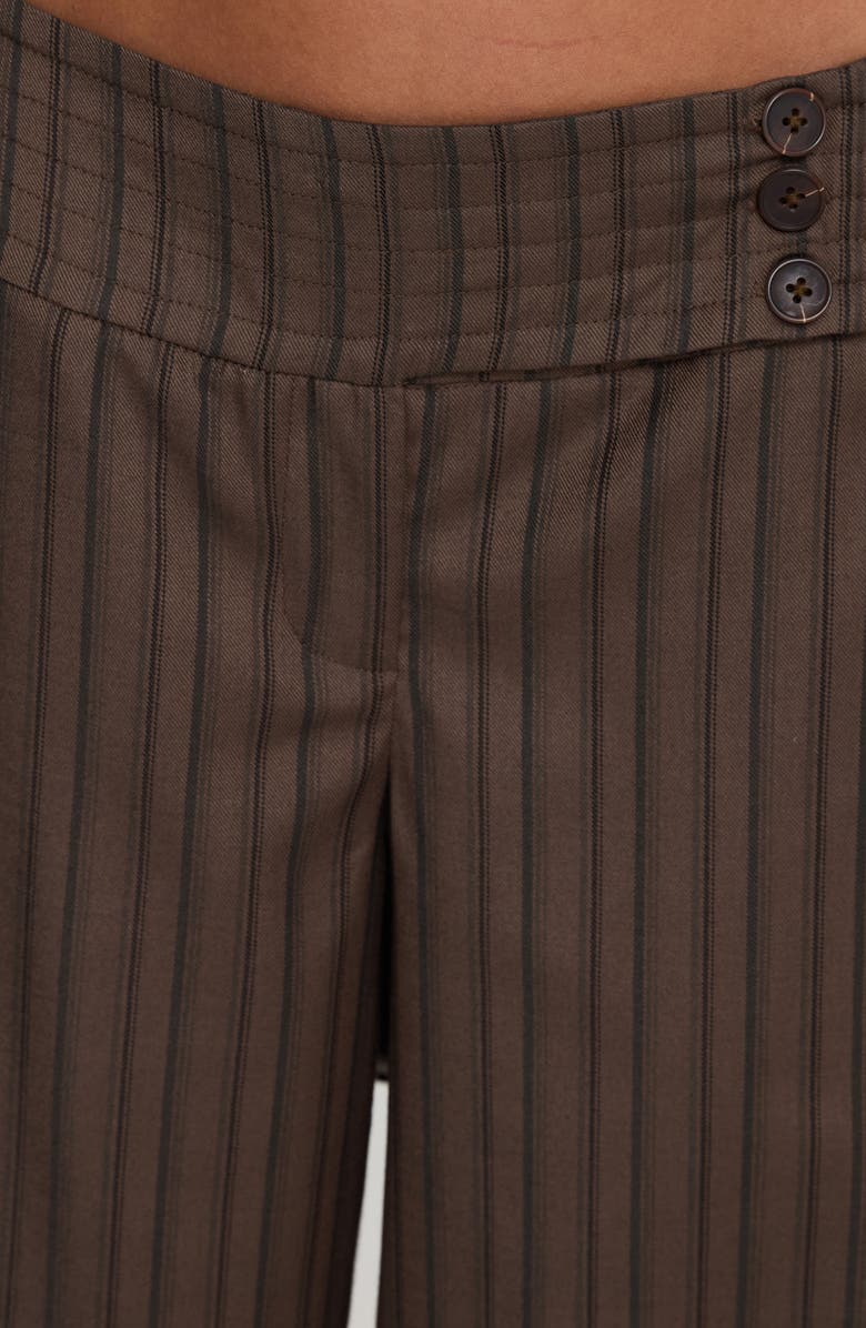 Princess Polly Cedars Stripe Low Rise Wide Leg Pants, Alternate, color, Brown Stripe