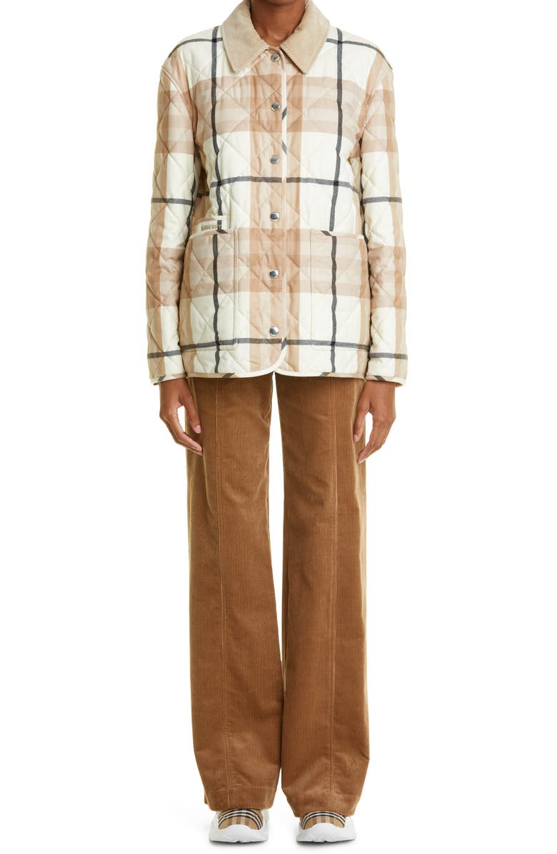 Burberry Blakely High Waist Flare Corduroy Pants, Alternate, color,