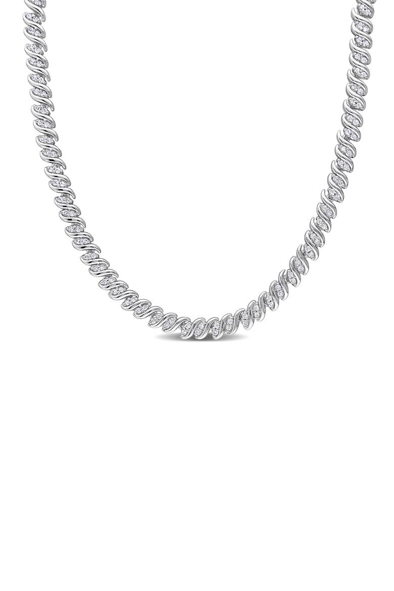Diamond S Link Tennis Necklace - 1.98ct., Main, color, SILVER