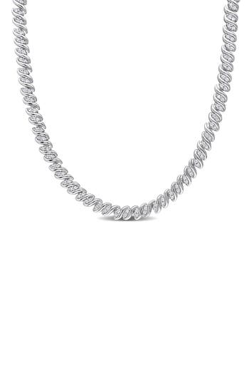Delmar Diamond S Link Tennis Necklace In Silver