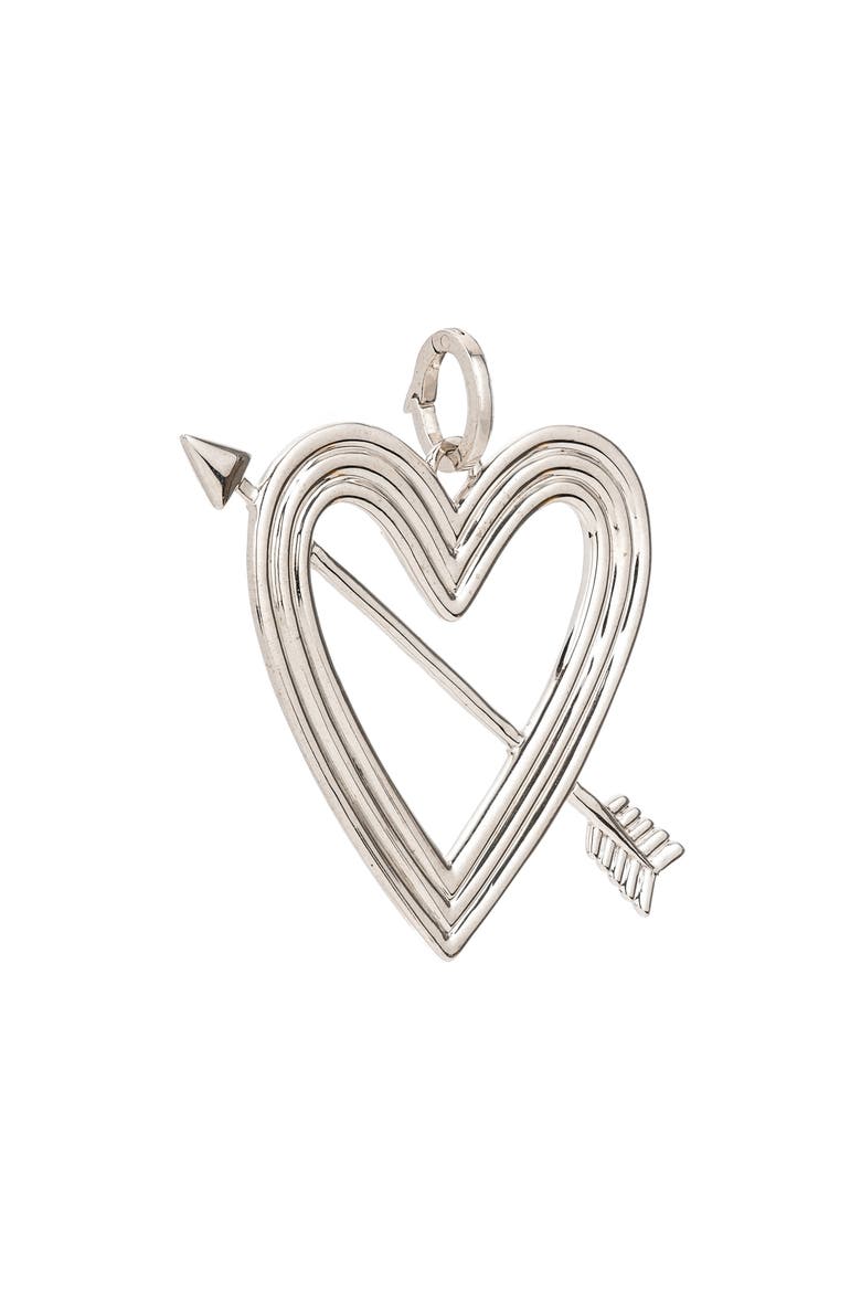 XL Heart Arrow Sterling Silver Charm , Alternate, color, STERLING SILVER