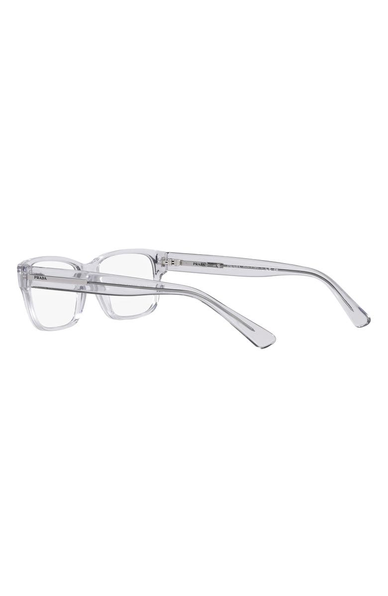 Prada 56mm Rectangular Optical Glasses, Alternate, color, Shiny Gunmet