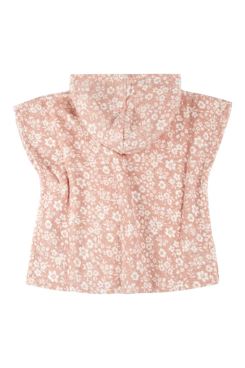 Floral Organic Cotton Terry Hooded Cover-Up Poncho, Alternate, color, PINK