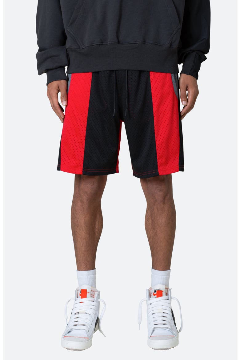 Mesh Paneled Shorts, Main, color, BLACK/ RED