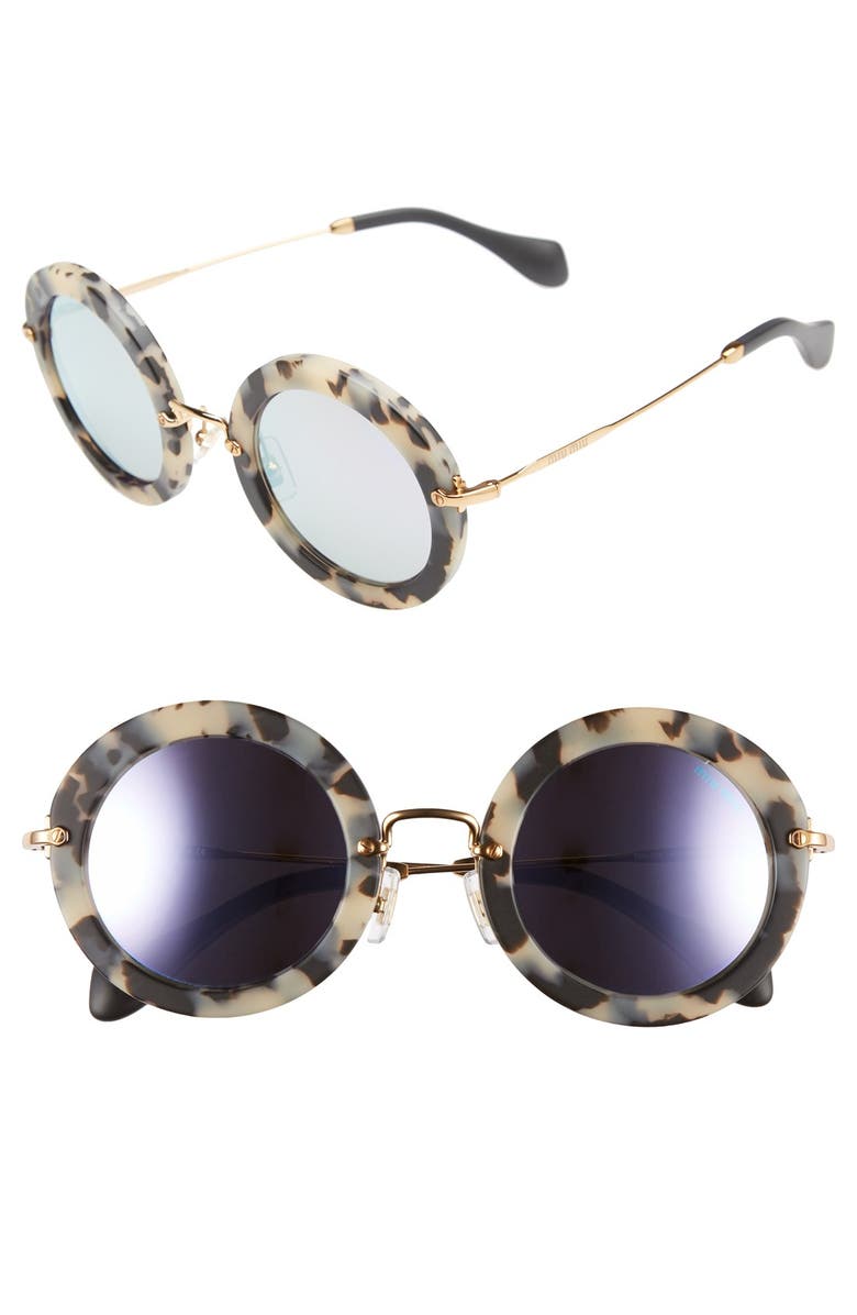 Miu Miu 'Noir' 49mm Round Sunglasses, Main, color,