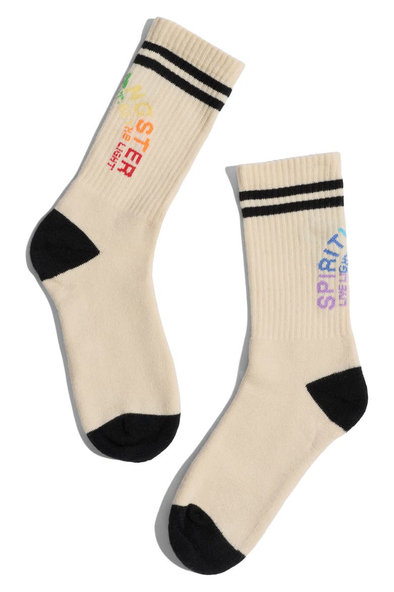 Rainbow Crew Socks, Alternate, color, VINTAGE WHITE