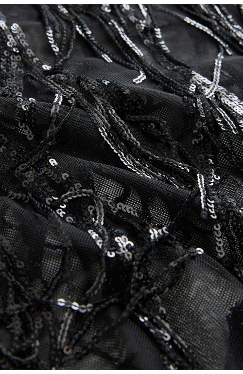 Next Sequin Tassel Top In Black