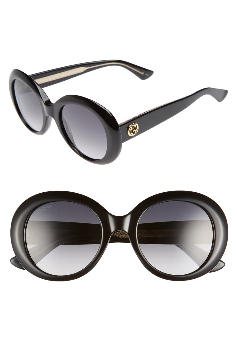 51mm Gradient Lens Round Sunglasses, Main, color, BLACK/ GREY POLAR