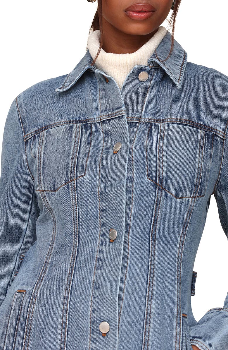 Avec Les Filles Fitted Long Denim Jacket, Alternate, color,