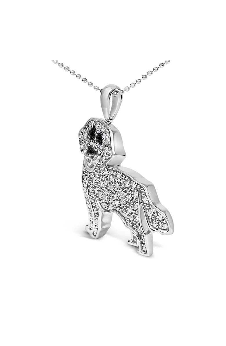 Haus of Brilliance Silver 1/3 Cttw White and Black Diamond Labrador Retriever Dog Pendant Necklace, Alternate, color, White