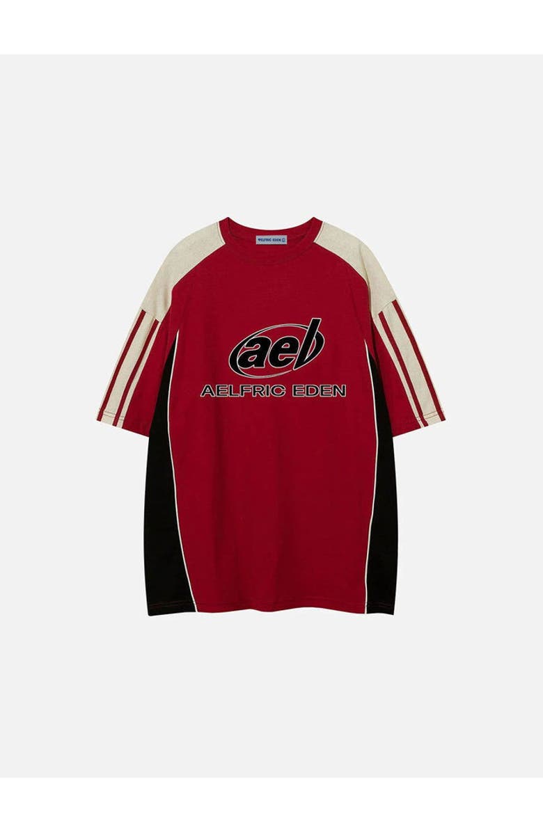 AELFRIC EDEN Color Block Speedway Tee, Main, color, Red