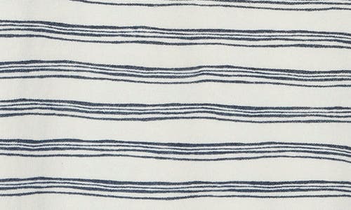 Democracy Stripe Cap Sleeve Pocket Sweater In Off White/navy