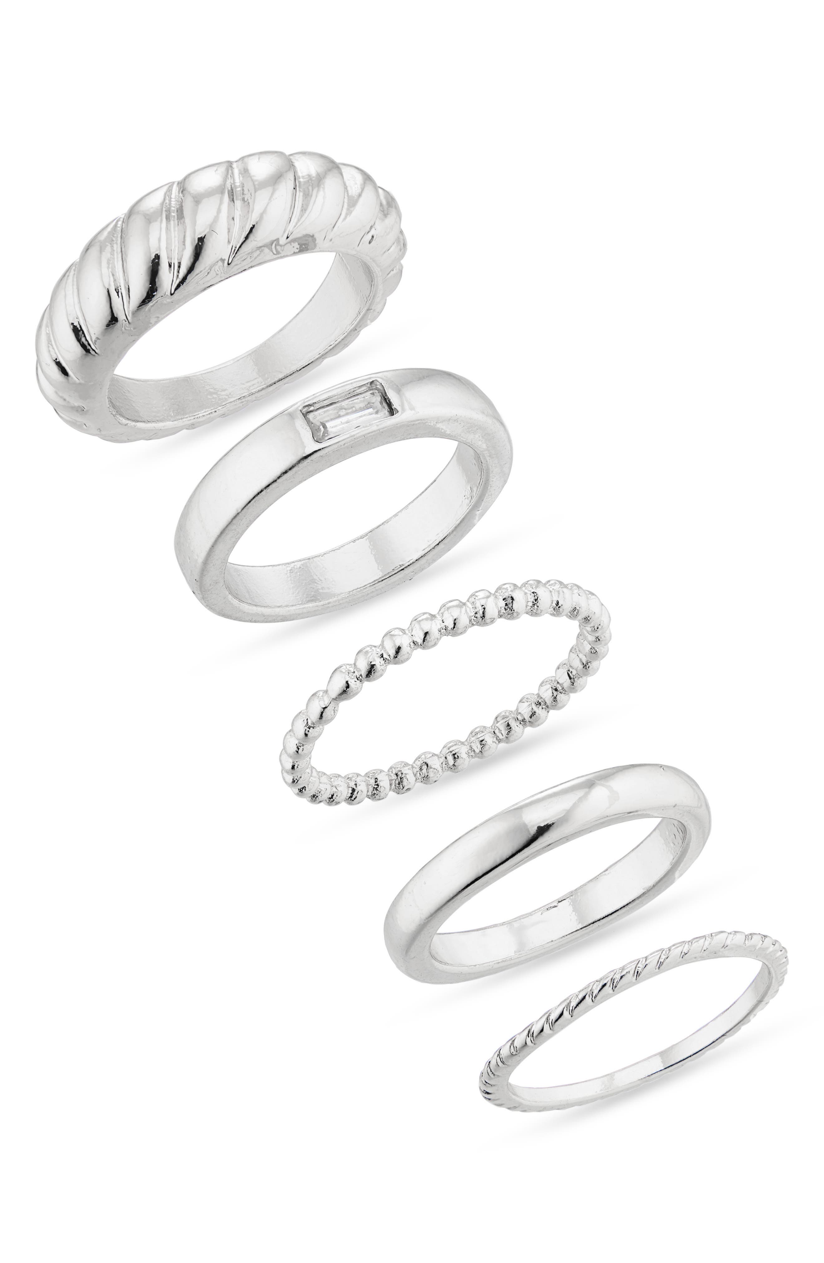 5-Pack Smooth and Textured Rings