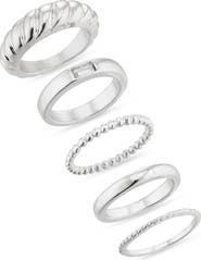 NORDSTROM RACK 5-Pack Smooth and Textured Rings