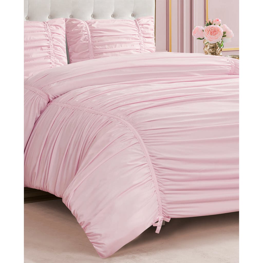 Juicy Couture Ribbon Ruched Comforter & Sham Set In Pink